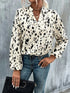 Loose V-Neck Printed Long Sleeve Blouse