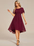 Lotus Blossom Chiffon A-Line Knee-Length Dress for Wedding Guests
