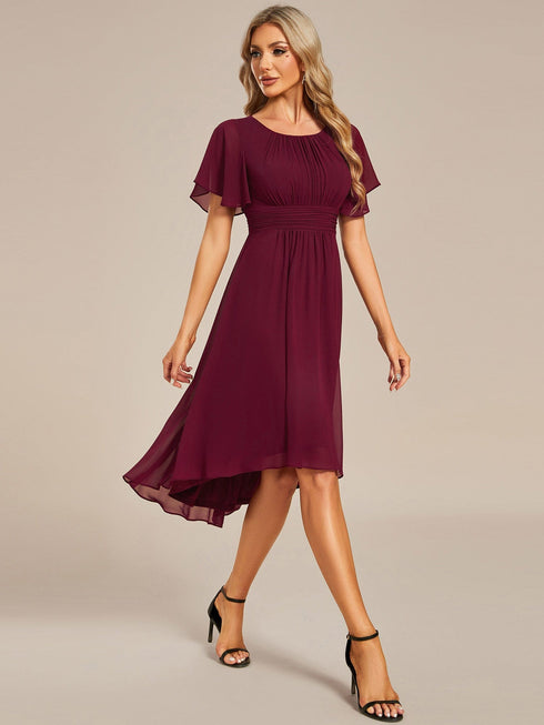 Lotus Blossom Chiffon A-Line Knee-Length Dress for Wedding Guests