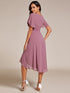Lotus Blossom Chiffon A-Line Knee-Length Dress for Wedding Guests