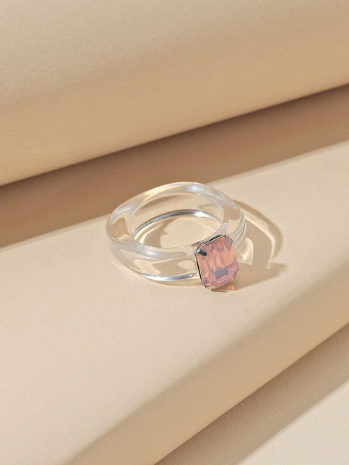 Luxury Amber Rhinestone Decor Ring for Women