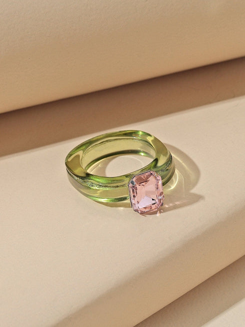 Luxury Amber Rhinestone Decor Ring for Women