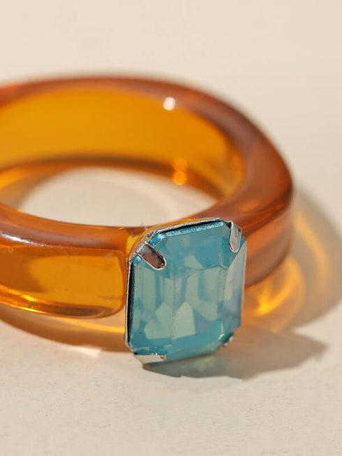 Luxury Amber Rhinestone Decor Ring for Women