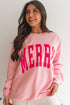 MERRY Pink Alphabet Print Cozy Christmas Sweater