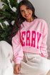 MERRY Pink Alphabet Print Cozy Christmas Sweater