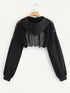 Mesh Cutout Detail Cropped Hoodie
