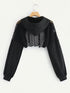 Mesh Cutout Detail Cropped Hoodie