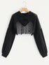 Mesh Cutout Detail Cropped Hoodie