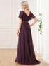 Moonlit V-Neck Ruffle Sleeved Evening Dress