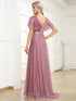 Moonlit V-Neck Ruffle Sleeved Evening Dress