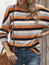 Multicolor Striped Round Neck Long Sleeve T-Shirt