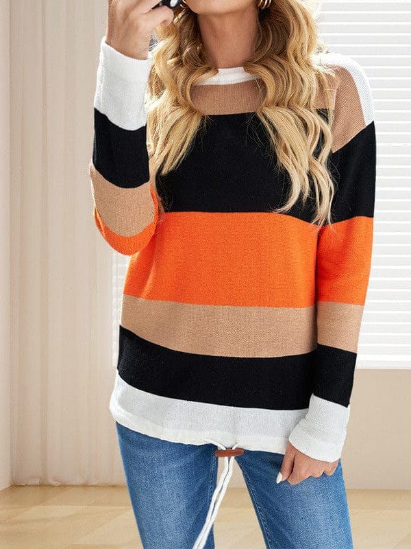 womens-t-shirts-multicolor-striped-round-neck-long-sleeve-t-shirt