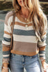 Multicolor Striped Round Neck Long Sleeve T-Shirt