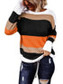 Multicolor Striped Round Neck Long Sleeve T-Shirt