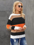 Multicolor Striped Round Neck Long Sleeve T-Shirt