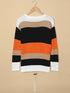 Multicolor Striped Round Neck Long Sleeve T-Shirt