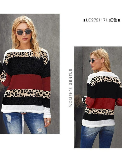 Multicolor Striped Round Neck Long Sleeve T-Shirt