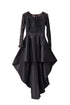 Mysterious Black Lace High-Low Satin Evening Gown
