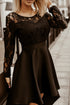 Mysterious Black Lace High-Low Satin Evening Gown