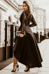 Mysterious Black Lace High-Low Satin Evening Gown