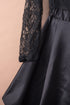 Mysterious Black Lace High-Low Satin Evening Gown