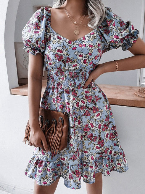 New Sweet Casual Ruffle Short-Sleeved Mini Dress