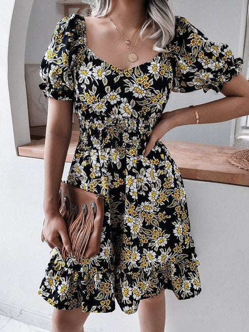 New Sweet Casual Ruffle Short-Sleeved Mini Dress