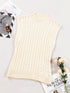Oatmeal High Neck Cable Knit Sleeveless Sweater Vest