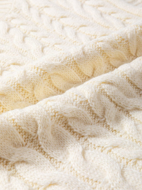 Oatmeal High Neck Cable Knit Sleeveless Sweater Vest