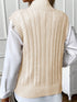 Oatmeal High Neck Cable Knit Sleeveless Sweater Vest