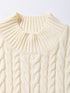 Oatmeal High Neck Cable Knit Sleeveless Sweater Vest