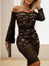 Off-Shoulder Lace Dress with Long Sleeves and Hip-Hugging Style
