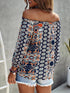 Off-The-Shoulder Bohemian Floral Print Top