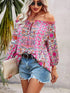 Off-The-Shoulder Bohemian Floral Print Top