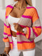 Orange Stripe Contrast Oversized Open Front Cardigan