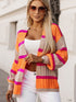 Orange Stripe Contrast Oversized Open Front Cardigan