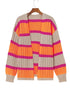 Orange Stripe Contrast Oversized Open Front Cardigan