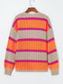 Orange Stripe Contrast Oversized Open Front Cardigan