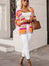 Orange Stripe Contrast Oversized Open Front Cardigan