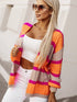 Orange Stripe Contrast Oversized Open Front Cardigan