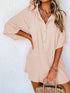 Oversized Apricot Button-Up Casual Romper