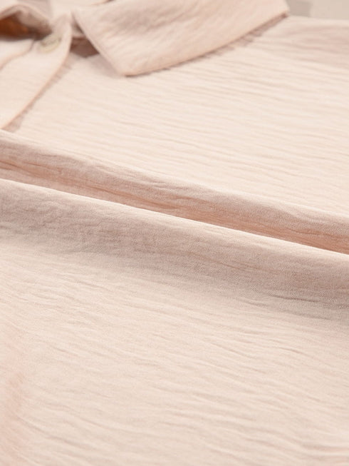 Oversized Apricot Button-Up Casual Romper