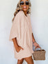 Oversized Apricot Button-Up Casual Romper