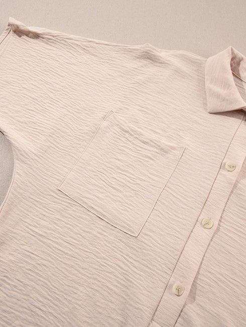 Oversized Apricot Button-Up Casual Romper