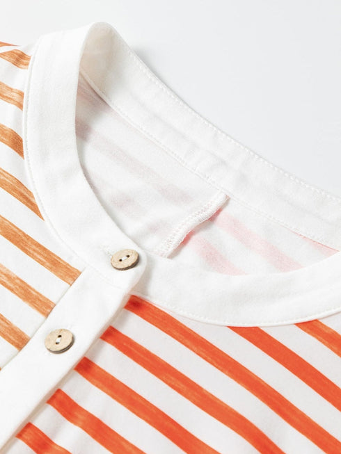 Oversized Orange Striped Sleeveless Jumpsuit with Buttoned Front