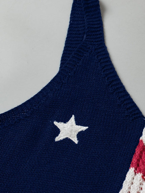 Patriotic Red Striped Star Tank Top