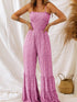 Phalaenopsis Spaghetti Strap Floral Jumpsuit with Smocked Bodice