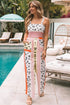 Pink and Orange Leopard Print Color Block Jumpsuit with Pockets