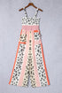 Pink and Orange Leopard Print Color Block Jumpsuit with Pockets