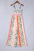 Pink and Orange Leopard Print Color Block Jumpsuit with Pockets